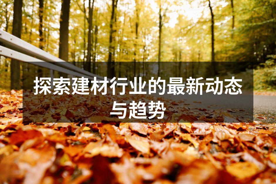 探索建材行业的最新动态与趋势